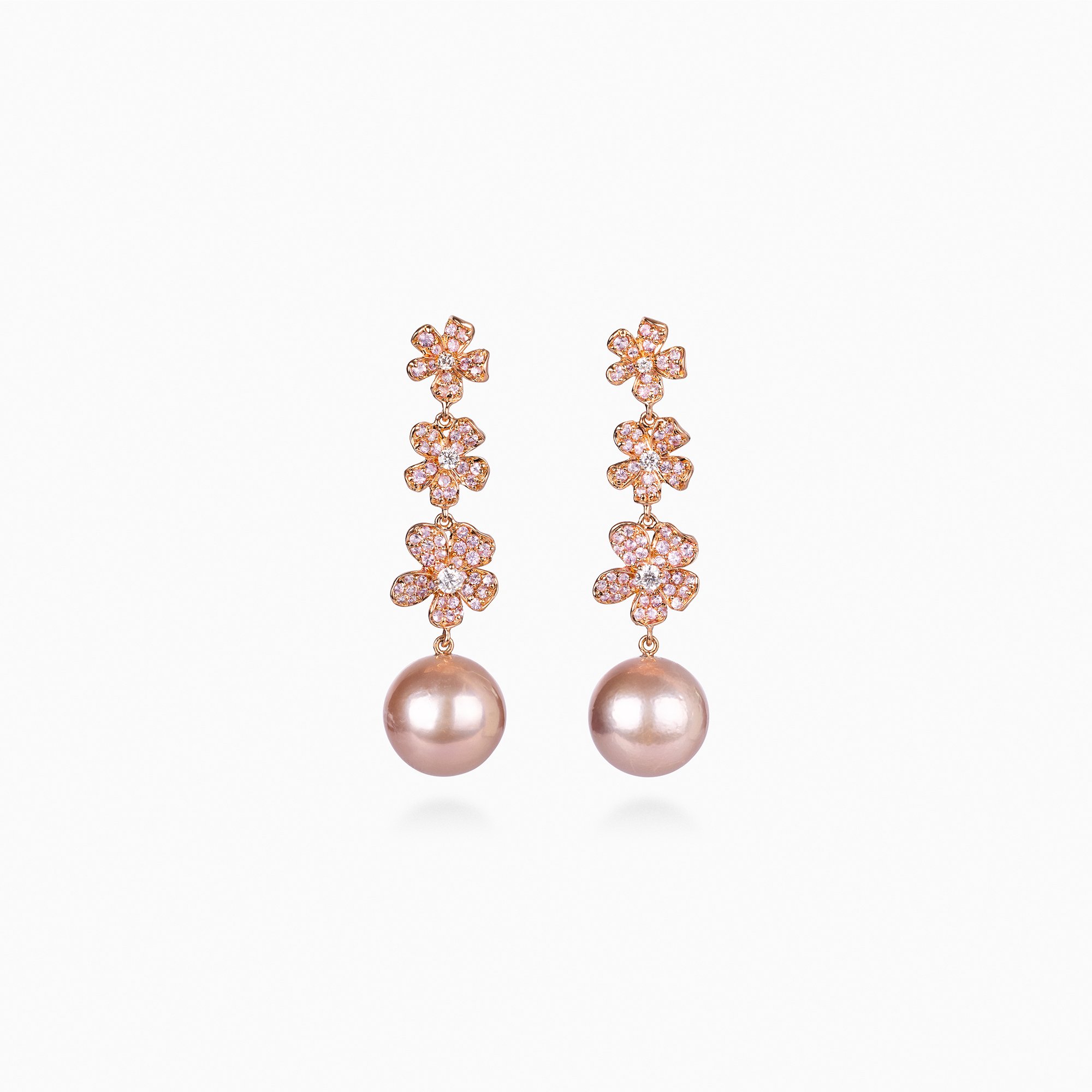 Pimpernel RG Pink Sapphire and Diamond with Pearl Earrings.jpg