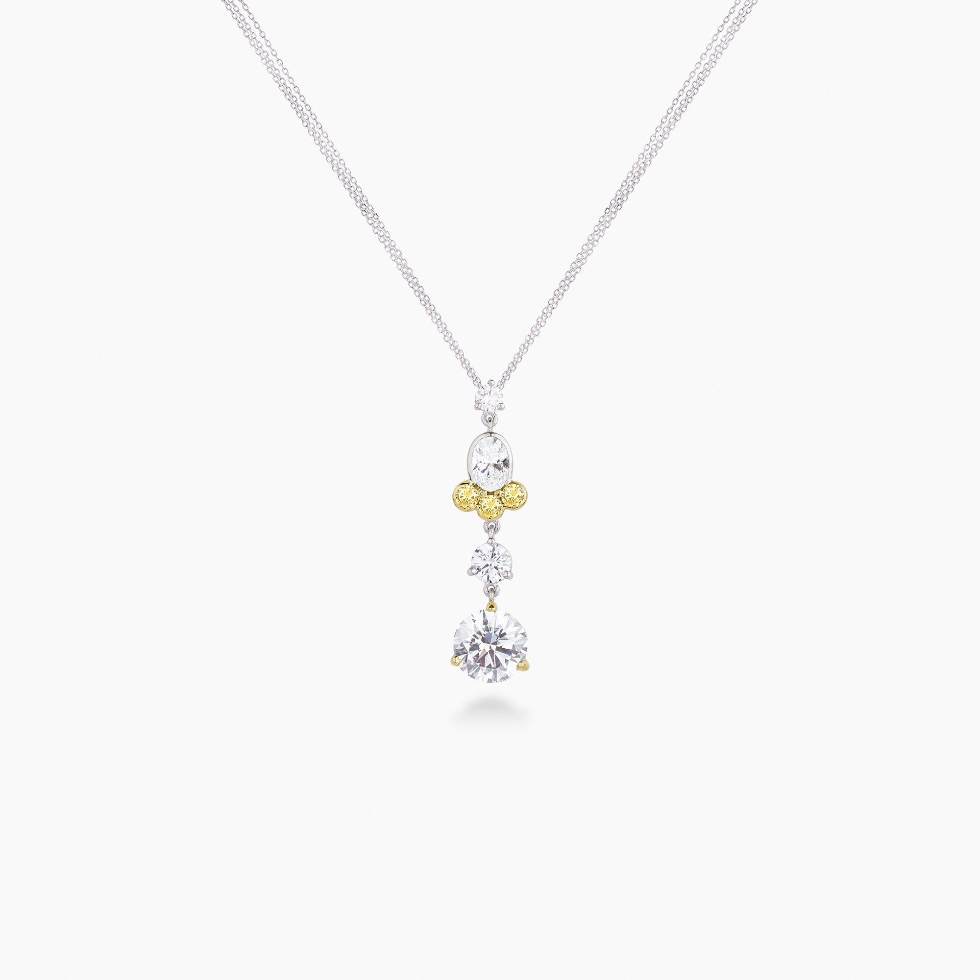 Pendant - Intense Fancy Yellow Diamond - Diamond - 18ct Yellow Gold - Platinum