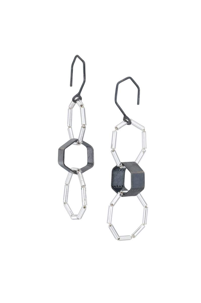 Light hexagon earrings