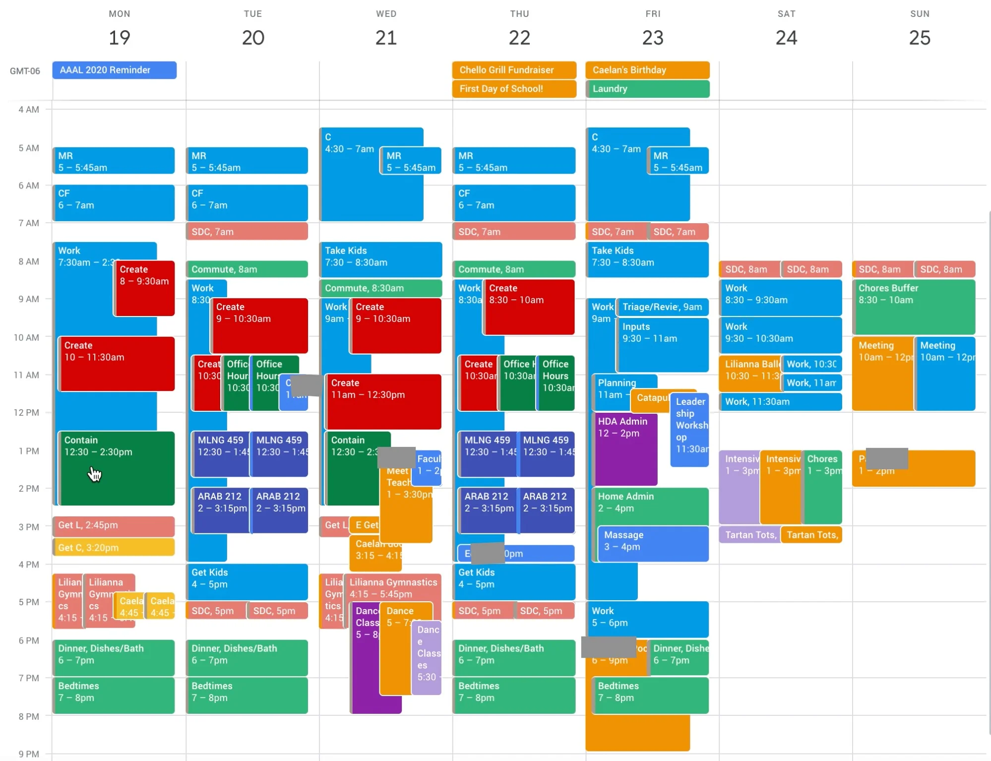 Events+Ideal Week—not yet aligned!