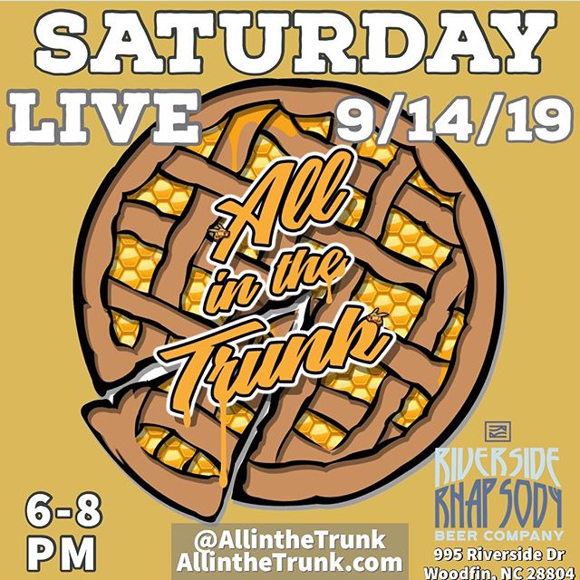 Come check out @allinthetrunk LIVE at @riversiderhapsody !
This Saturday - 9/14
#LiveMusic #WNCMusic #Music #Food #Beer #FoodTruck #River #Rock #Blues #Studio412 @soundstudio412 @tbonesteeke