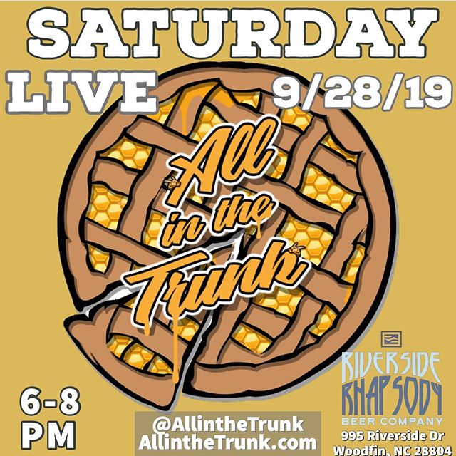Come check out @allinthetrunk LIVE at @riversiderhapsody !

This Saturday - 9/28/19

#LiveMusic #WNCMusic #Music #Food #Beer #FoodTruck #River #Rock #Blues #Studio412 @soundstudio412 @tbonesteeke @steelpenguinrecords