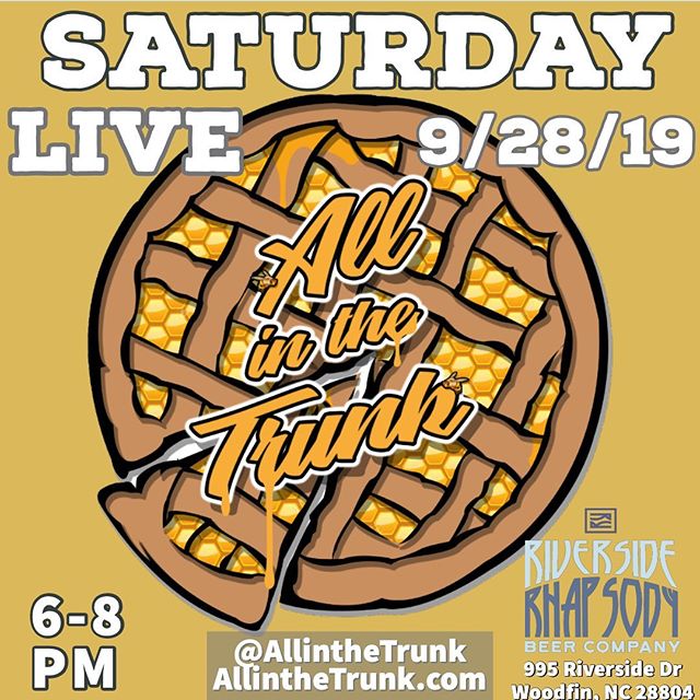 Come check out @allinthetrunk LIVE at @riversiderhapsody !

This Saturday - 9/28/19

#LiveMusic #WNCMusic #Music #Food #Beer #FoodTruck #River #Rock #Blues #Studio412 @soundstudio412 @tbonesteeke @steelpenguinrecords