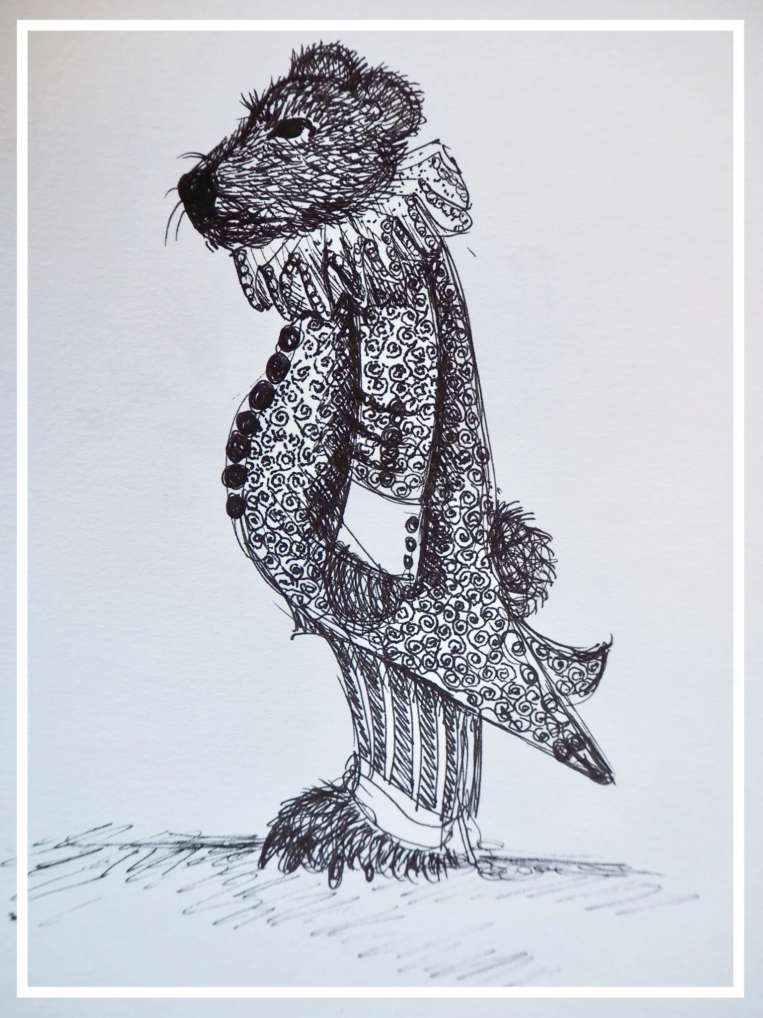pen & ink bear with ruff