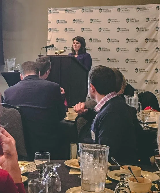Sarah spoke about workplace mental health at the Guelph Chamber of Commerce Lunch and Learn speaker series, February 2018.