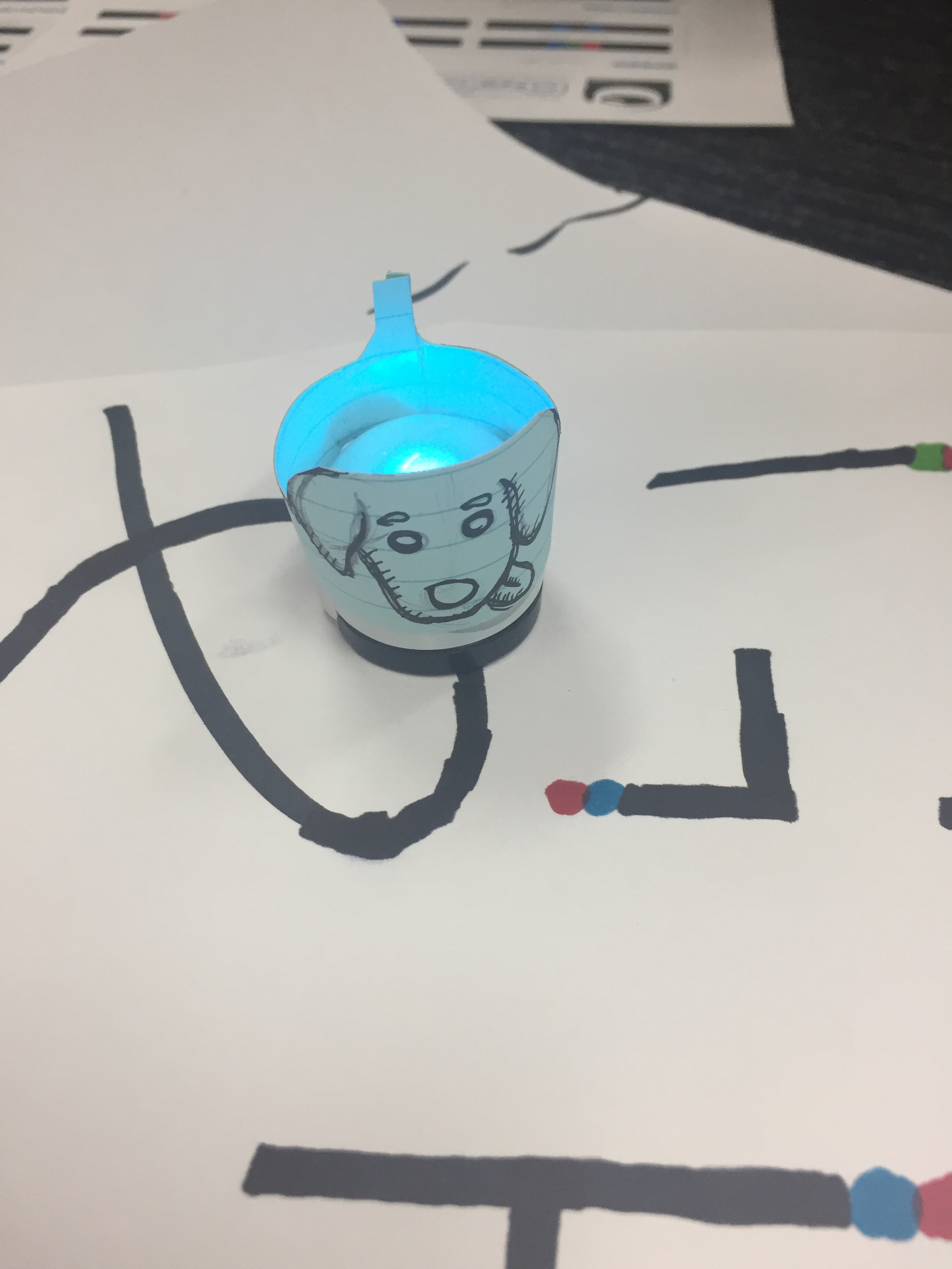  Ozobot wearing the costume that we made for him