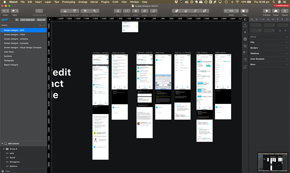 Mobile app layouts for iOS
