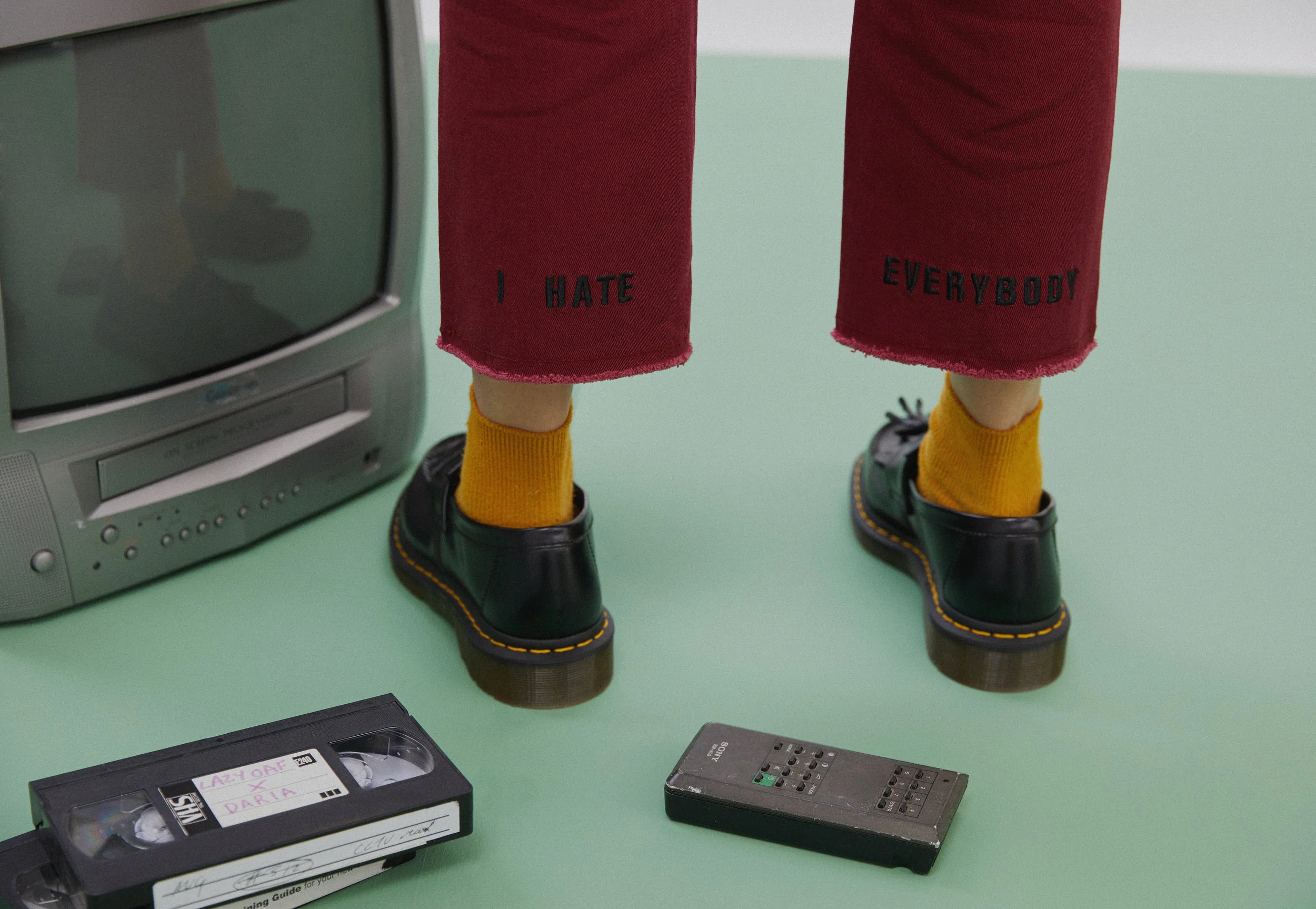 Lazy Oaf - Daria Collab - I Hate Everyone Pant - raw hem - Postmodern Indigenous - An artistic lifestyle platform.jpg