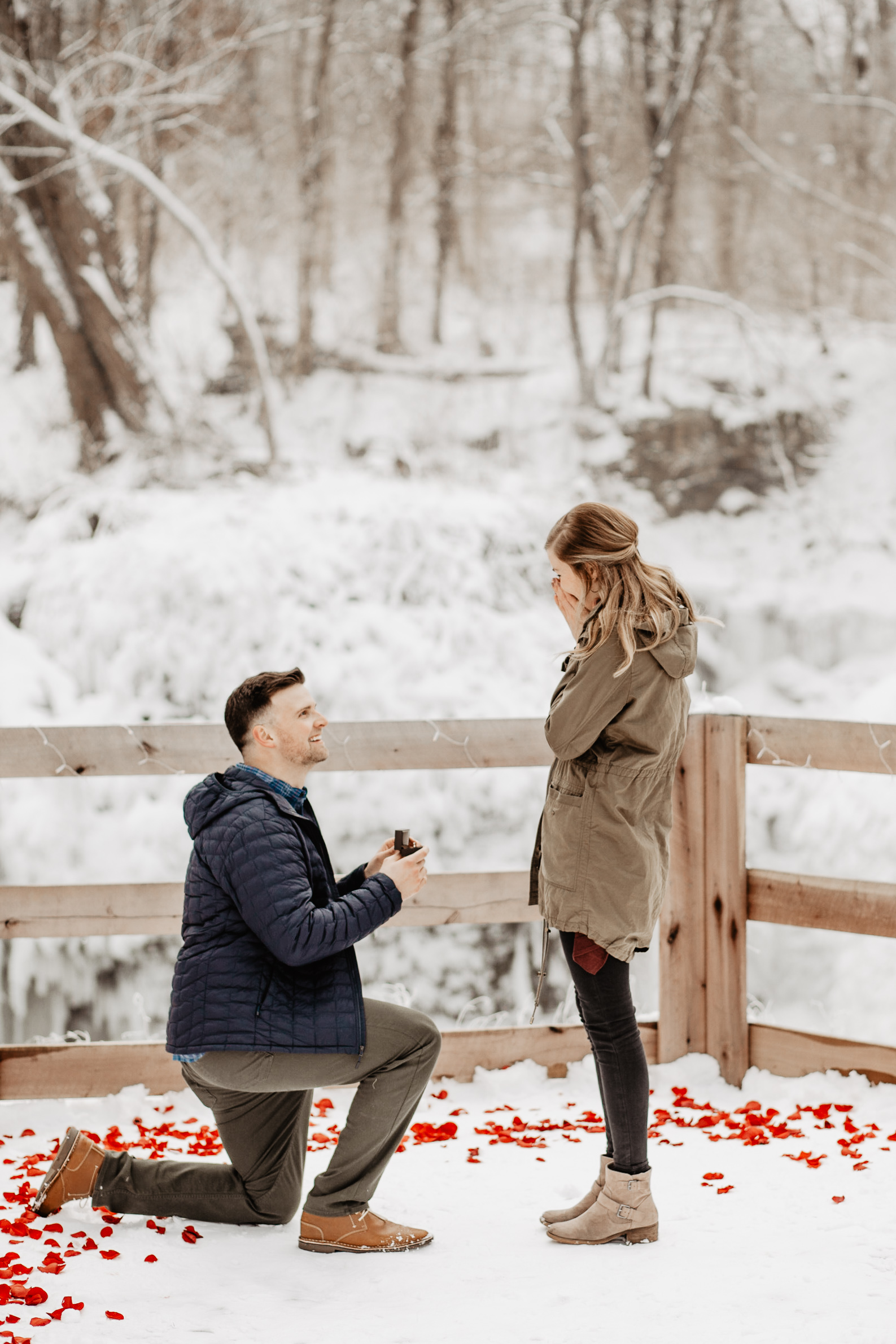 Anna + Stephen | Ohio Waterfall Winter Surprise Proposal | Columbus Wedding + Engagement Photographer | Catherine Milliron Photography
