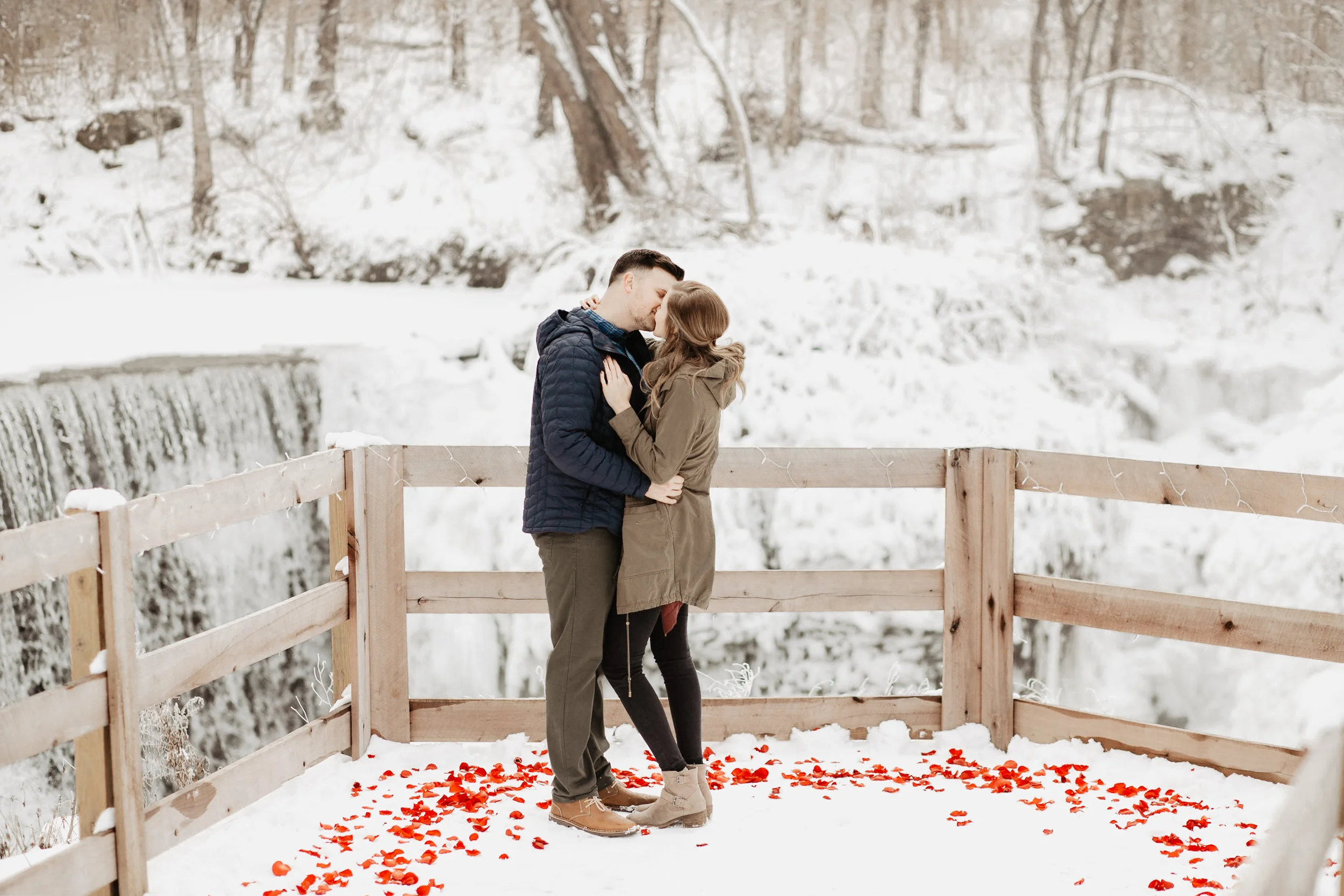 Anna + Stephen | Ohio Waterfall Winter Surprise Proposal | Columbus Wedding + Engagement Photographer | Catherine Milliron Photography