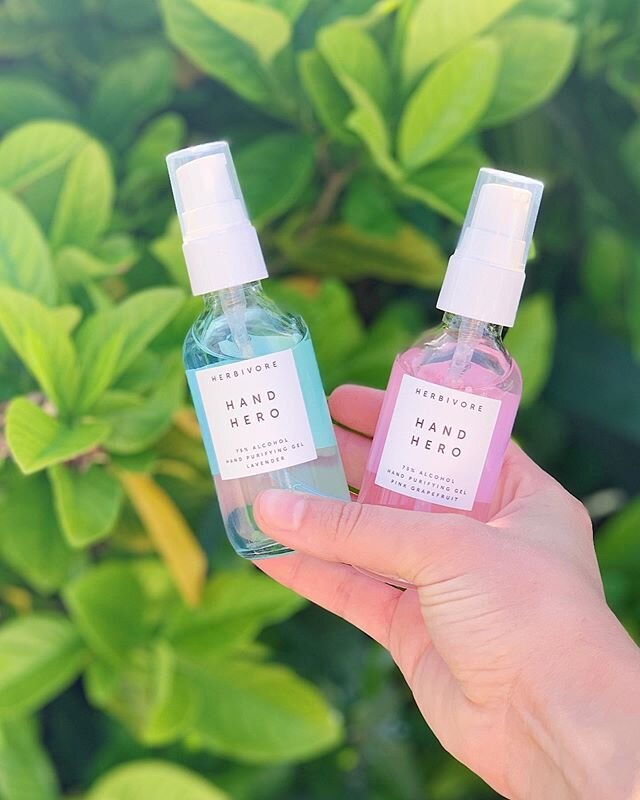 Hand hero is right 👊🏻 👊🏻@herbivorebotanicals new hand sanitizer packs a serious punch. I like the different scents, but both scents smells very strongly of alcohol more than the labeled scent. Which is what you want right now!! Love the packaging