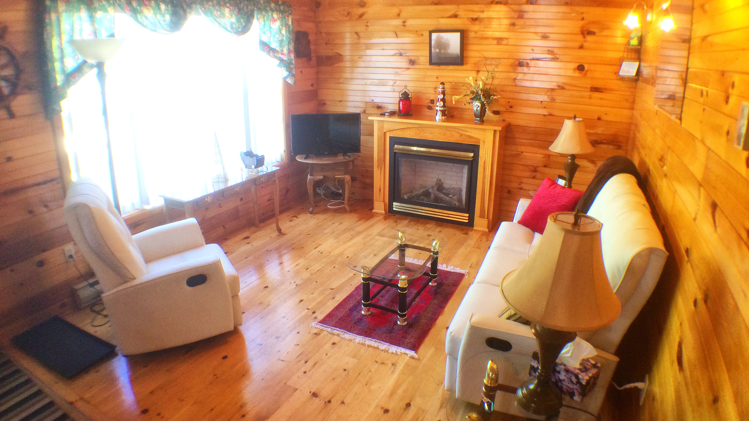 Comfortable pine-finished living room