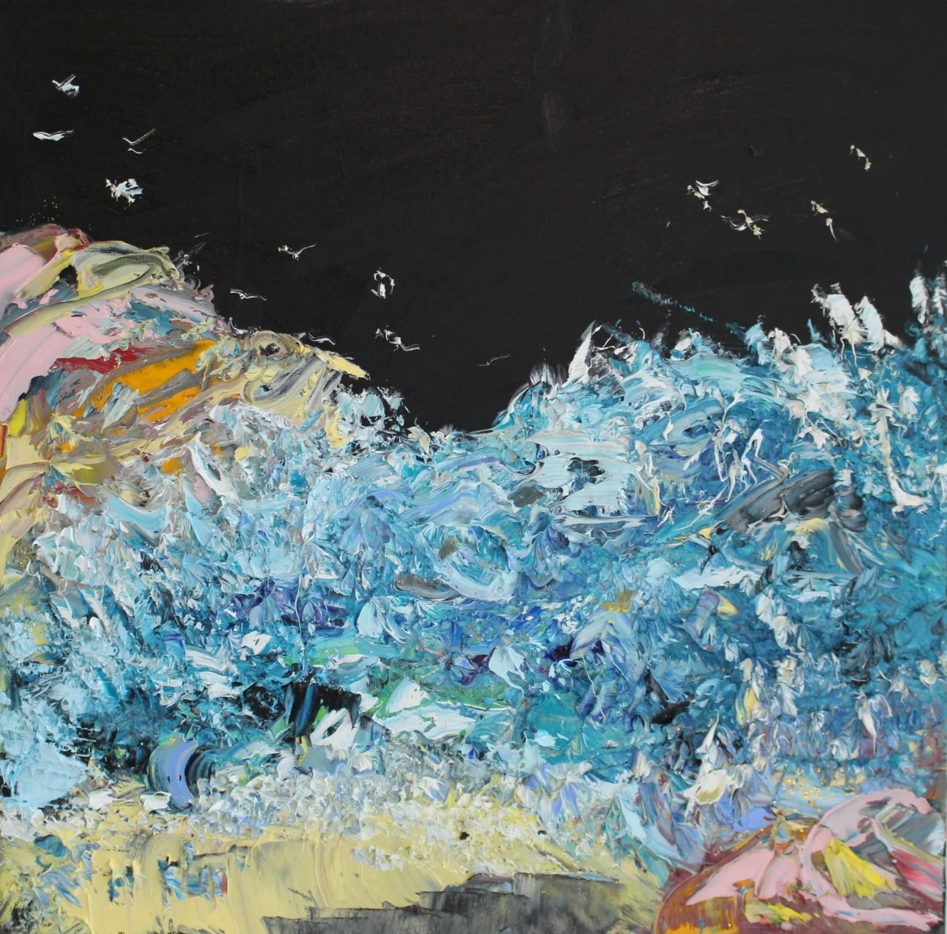 'ocean waves under a night's sky'