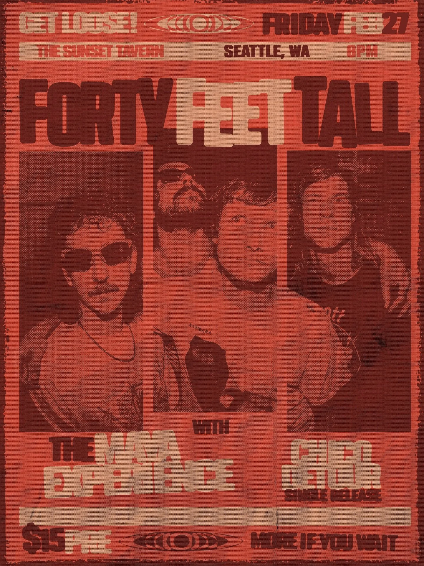 OHHH SEATTLE, FORTY FEET TALL IS BACK IN FEB. Friday 2.27 at @thesunsettavern with @the_maya_experience and @chicodetour 🥶 it&rsquo;s gonna be rock music and it&rsquo;s gonna be loud. TICKETS ON SALE NOW (link in tree)
PC: @_bellatown_ 

#pnwrock #s