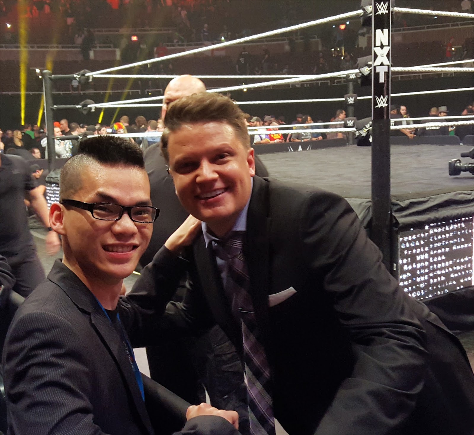 Liong and Greg Hamilton, one of NXT's ring announcers