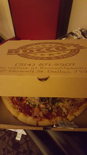 Bocco's Pizza arriving at the hotel