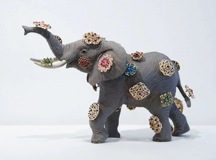 Toba Takes Over, sculpture (found objects), 14 × 8 × 9 inch.
