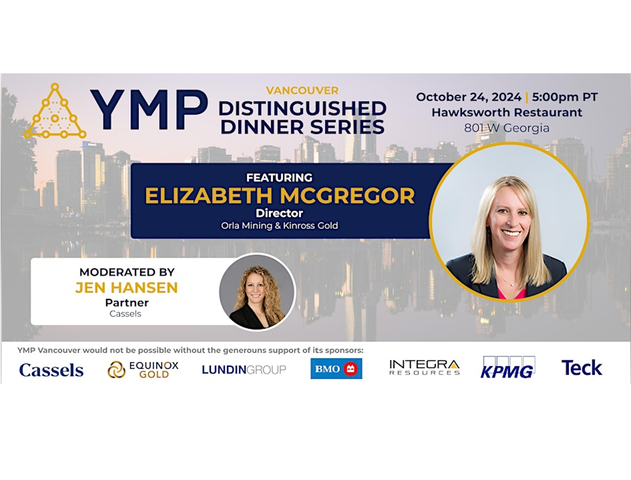 YMP Vancouver: Distinguished Speaker Dinner featuring Elizabeth McGregor