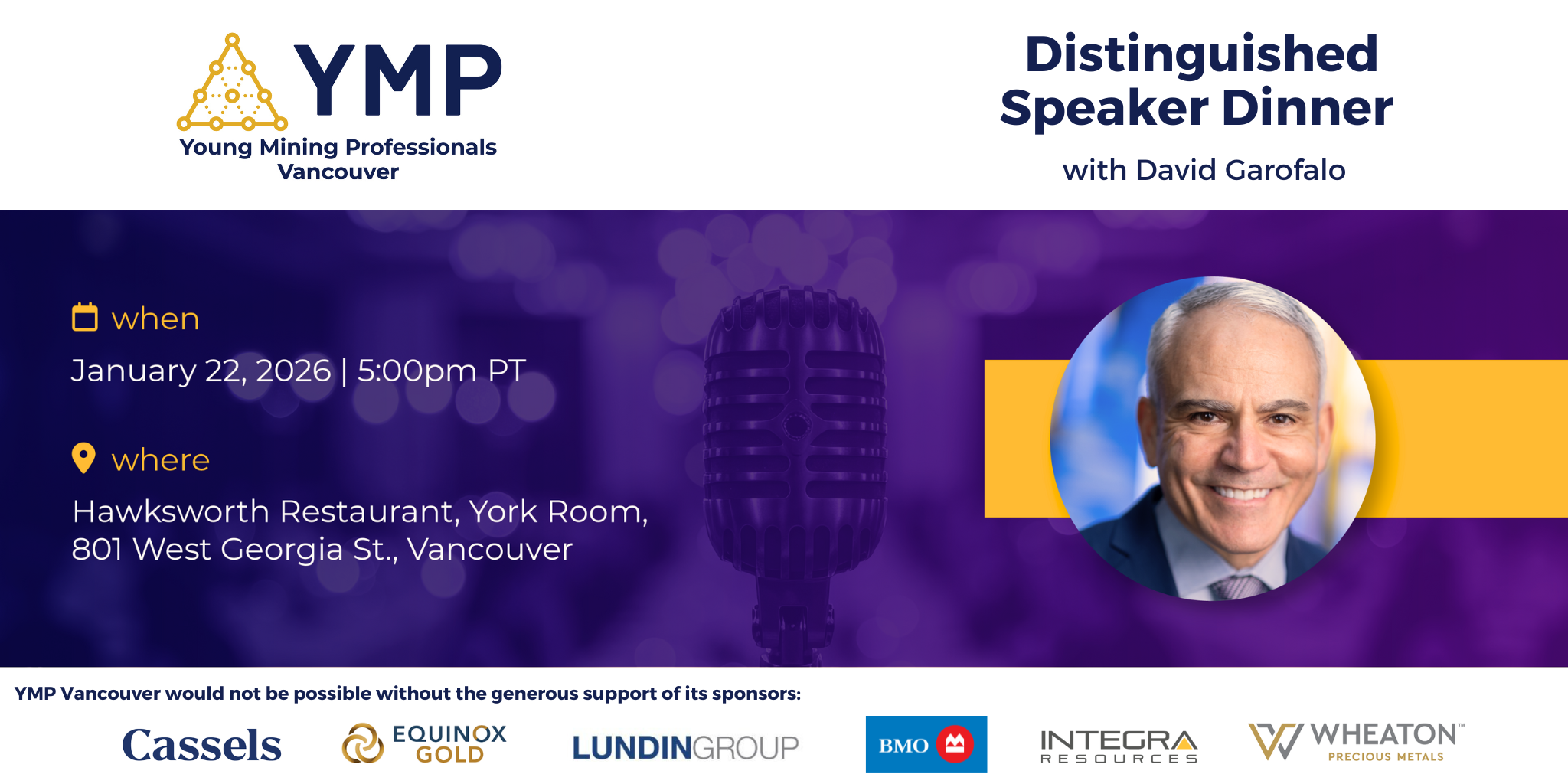 YMP Vancouver - Distinguished Speaker Dinner with David Garofal