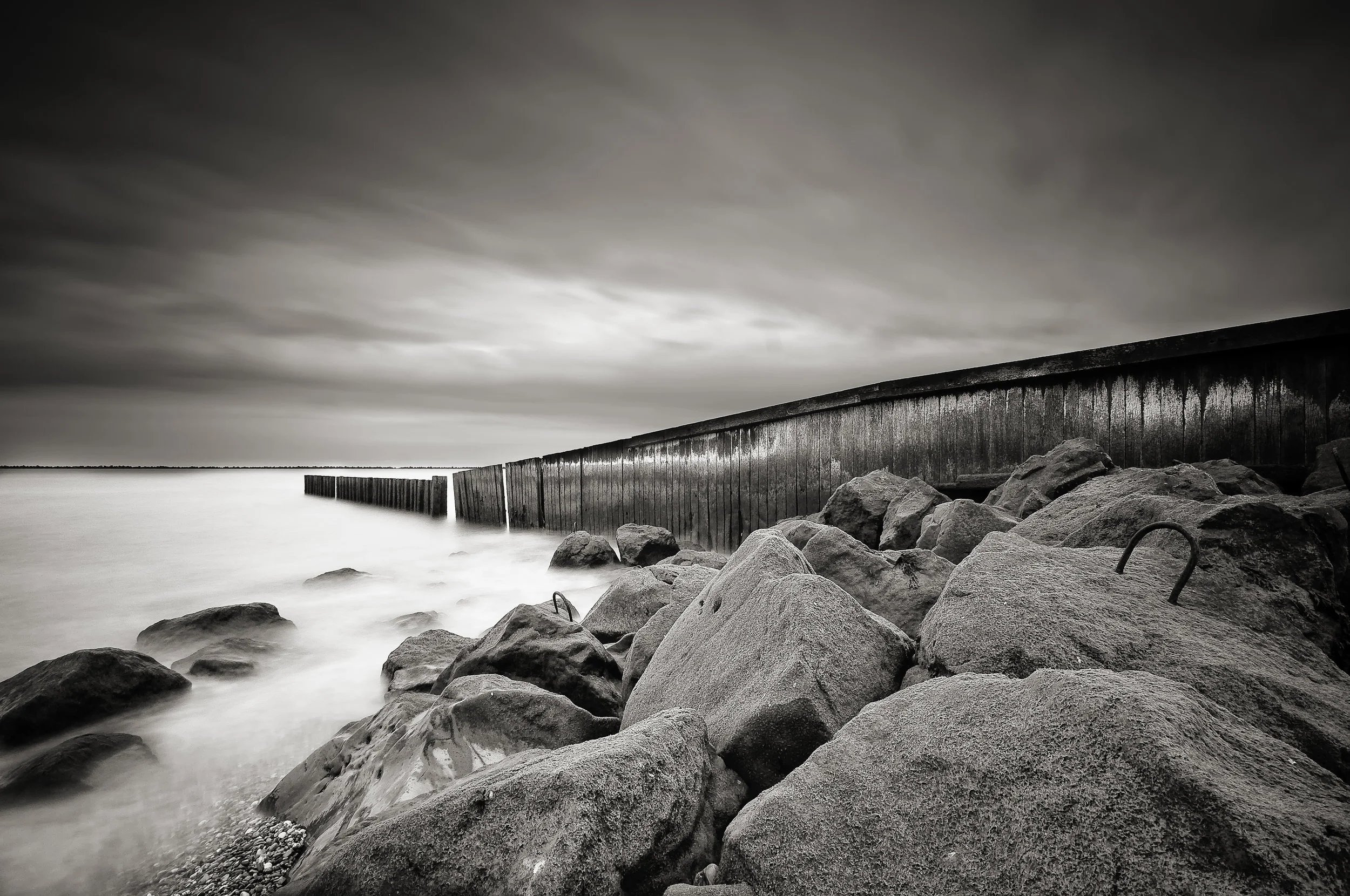 Maasvlakte in zwartwit