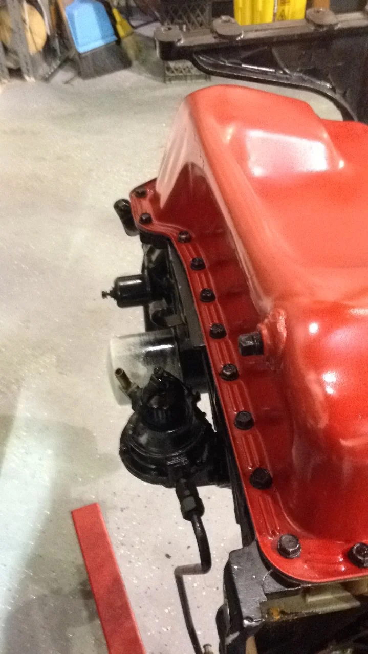 Freshly painted oil pan