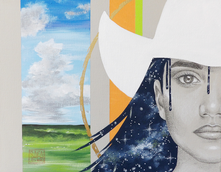 "Colina Cowgirl" mixed media 14x11 ©Sara Drescher