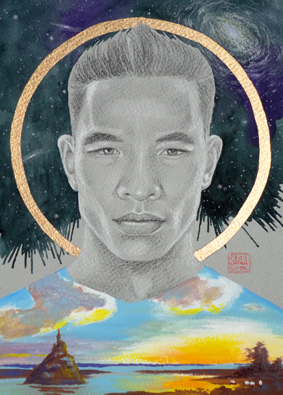 "Timothy" mixed media ©Sara Drescher-private collection