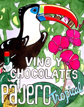 “Tropical” watercolor ©Sara Drescher Birds symbolize the caring heart of God and the orchids are symbolsof joy. Wine is a symbol of Christ’s sacrifice and our salvation.