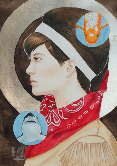 "Swimming with the Fishes" watercolor ©Sara Drescher-private collection