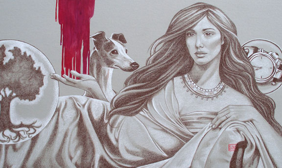 "Queen Esther" mixed media ©Sara Drescher