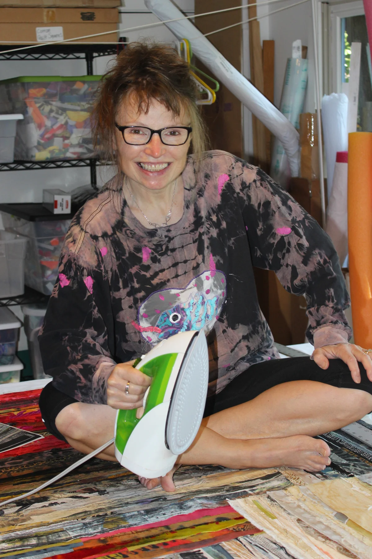 Benner with iron, an essential tool in her studio!