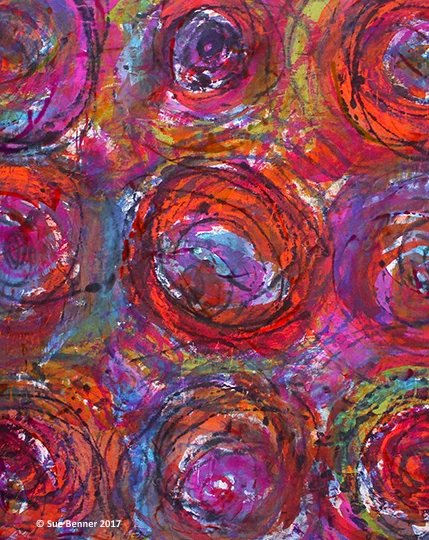 Dye painted & monoprinted silk broadcloth