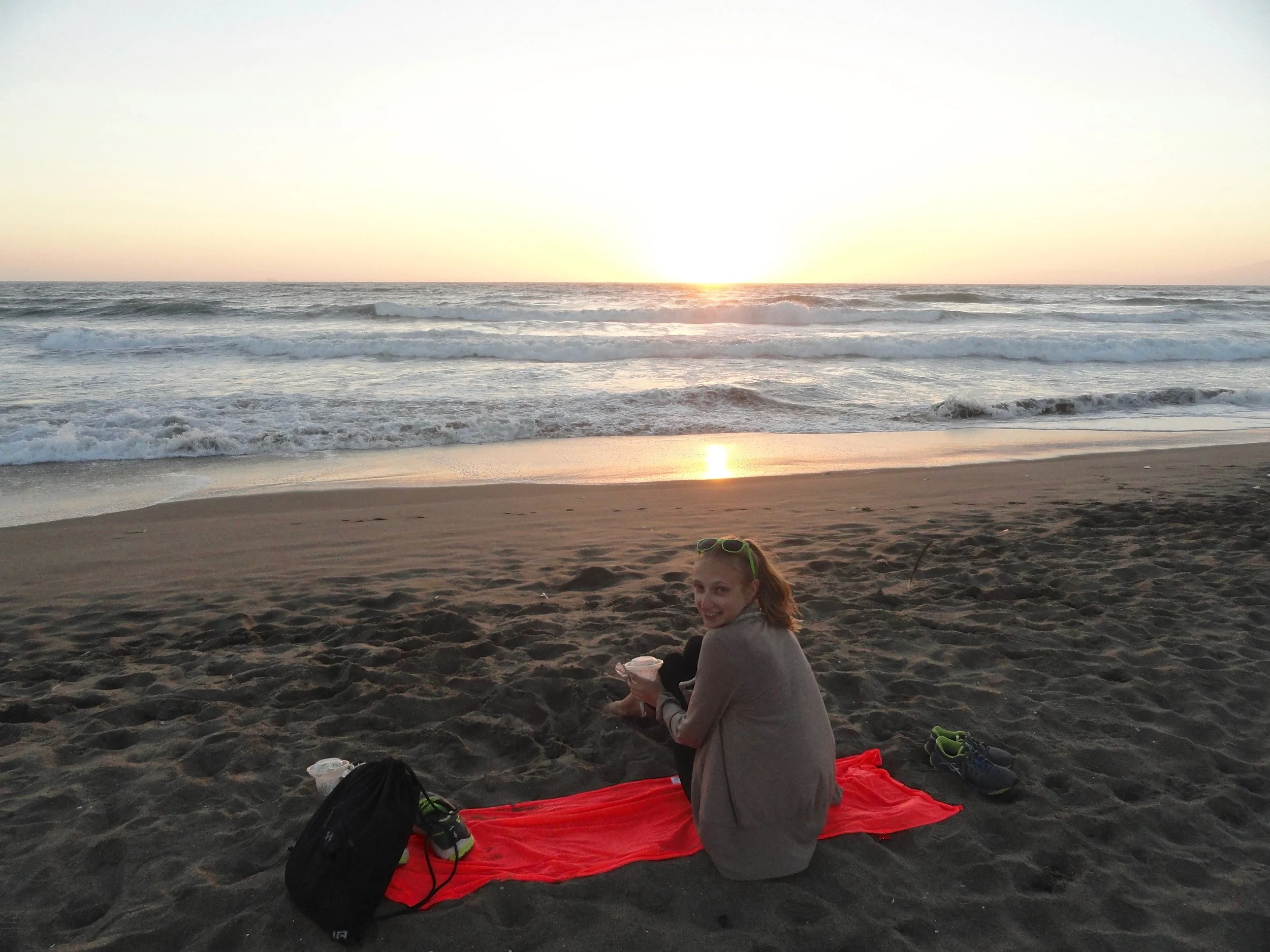 Sunset on the beach in San Francisco.