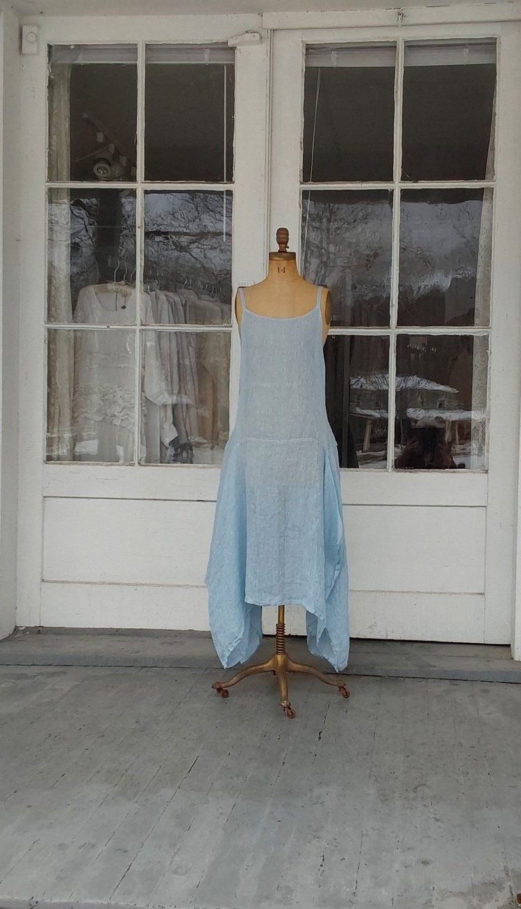 LONG PINWHEEL GAUZE SLIP/DRESS IN ROBIN'S EGG Miss Phyllis LONG PINWHEEL GAUZE SLIP/DRESS IN ROBIN'S EGG Miss Phyllis
