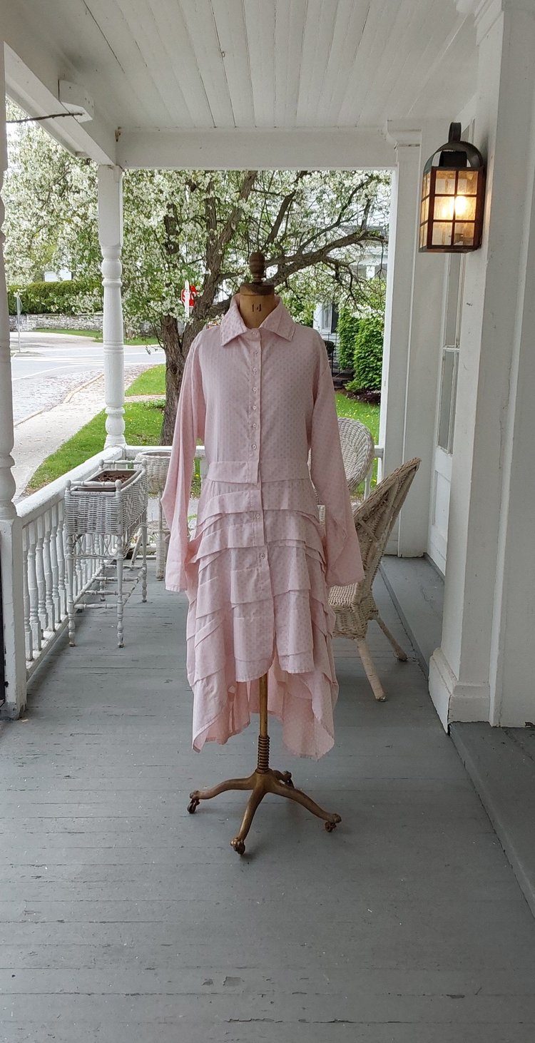 COTTAGE DRESS IN PINK POLKA DOT IN COTTON LAWN  Miss Phyllis