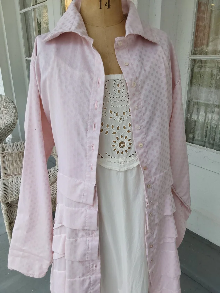 COTTAGE DRESS IN PINK POLKA DOT IN COTTON LAWN  Miss Phyllis