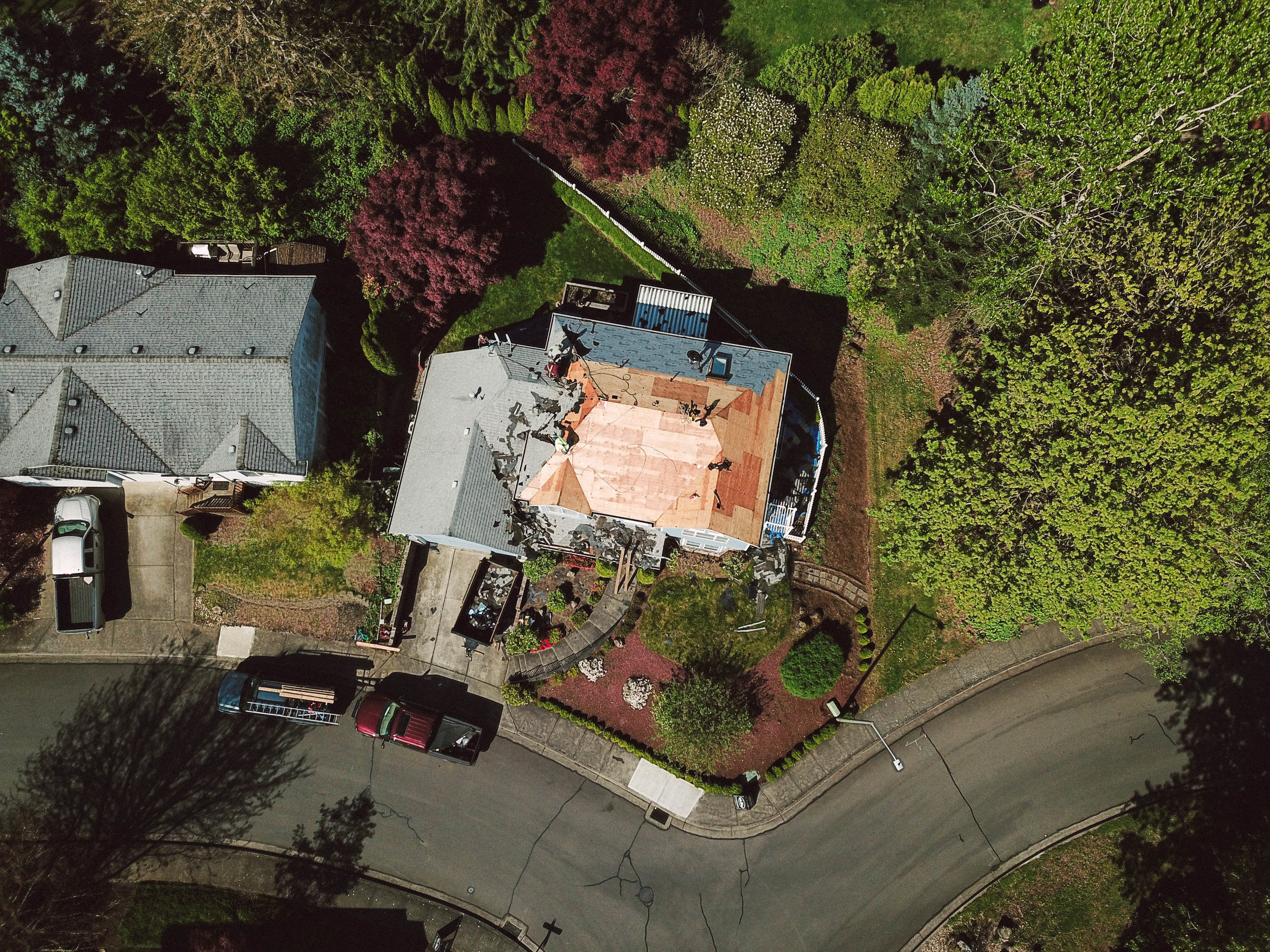 View from above of Troutdale Re-roof