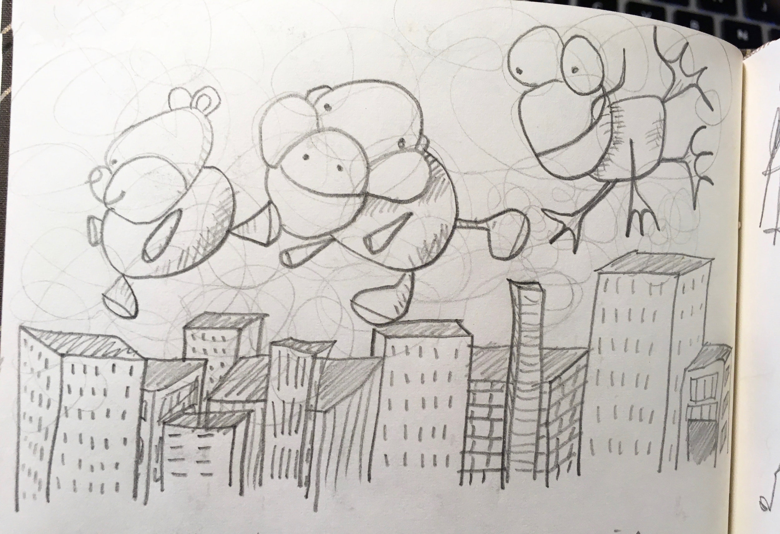 Inflatables over city