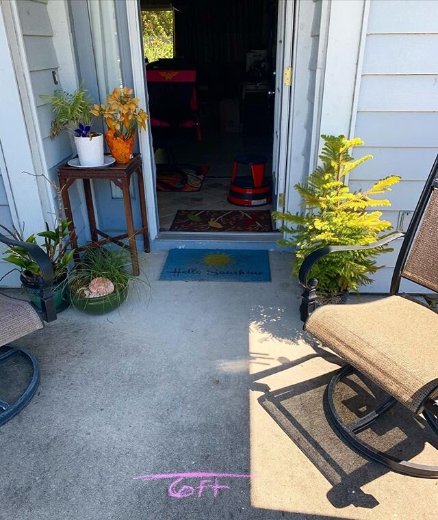 It&rsquo;s beautiful out today so I&rsquo;m working with all the doors open. But my desk is right next to my front door (temporarily anyway) so I had to make sure these people who keep walking up to my door know where to stop. 🛑  #wtf #wfh #socialdi