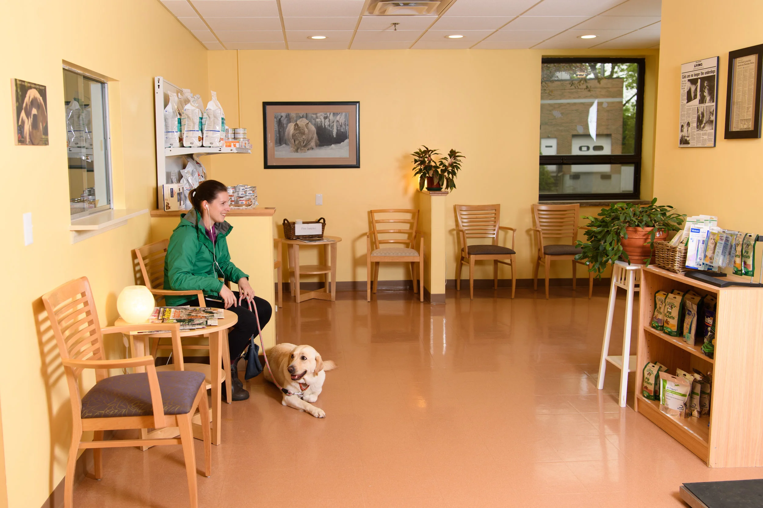 Our bright and inviting waiting room features a retail area, comfortable seating, and informational material for you to enjoy