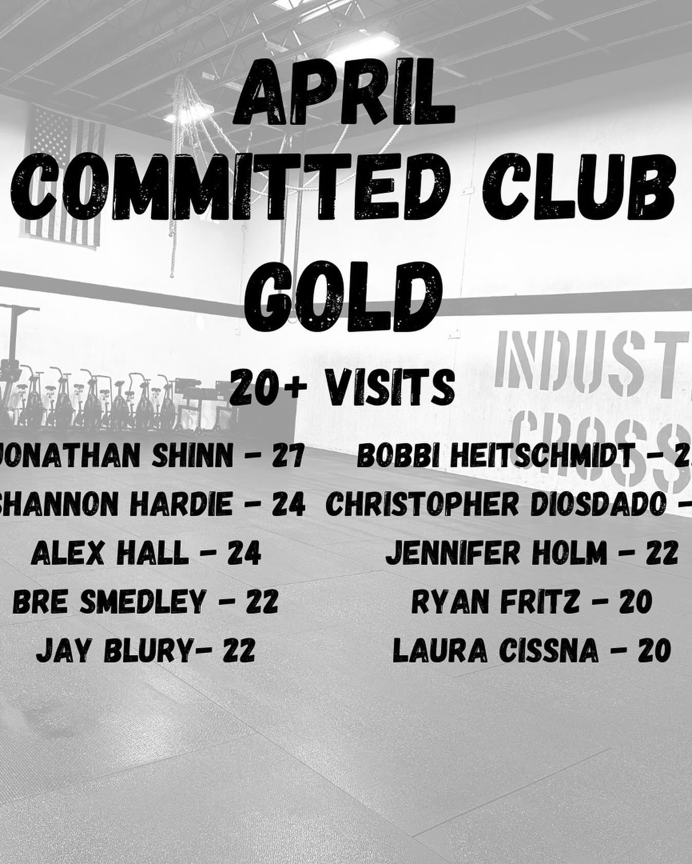 💥APRIL COMMITTED CLUB 💥
Congratulations to all those who made the committed club last month. We love seeing some of the same names every month and extra love seeing lots of new names this time around. Keep showing up athletes.
.
🌟 HONORABLE MENTIO