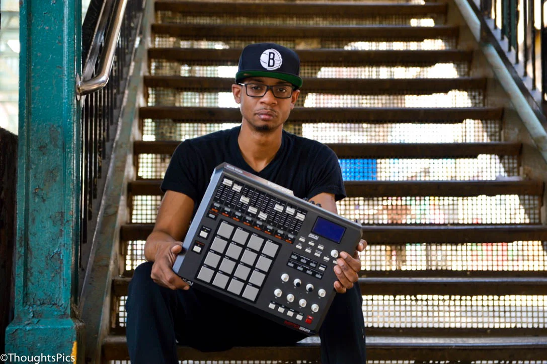 Portrait of man that loves music on subway stair