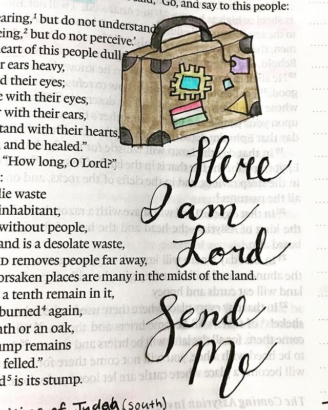 Another fun doodle. I have missed doing the lettering. Picked it up after two years, and I was pleased how well this came out!

How do you like to Bible Journal?

#BibleJournal #BibleJournaling #BibleJournalingCommunity #Isaiah #Isaiah68 #HereIAm #Se