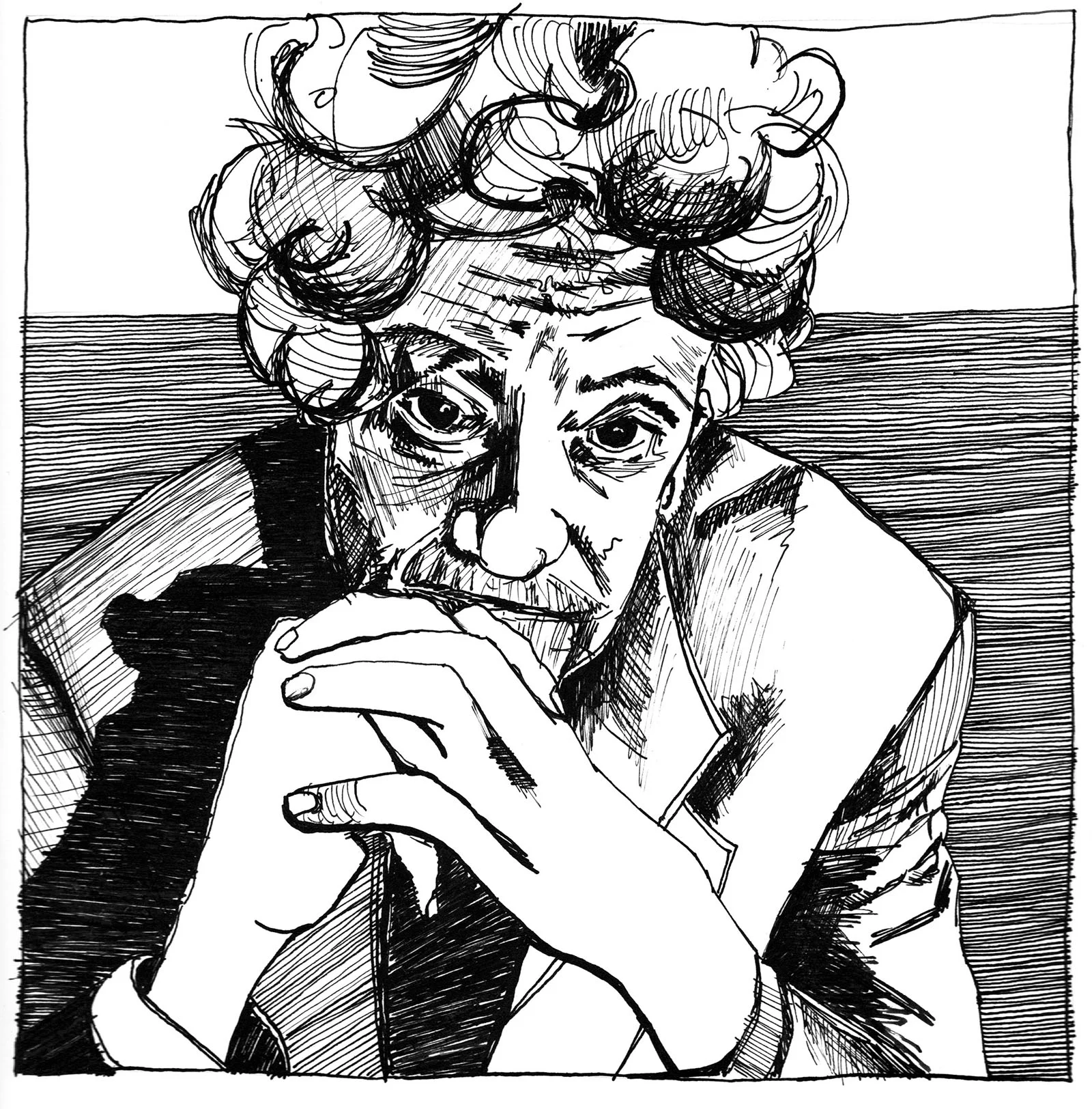'Vonnegut', Pen and Ink, 8'' x 8'', 2011
