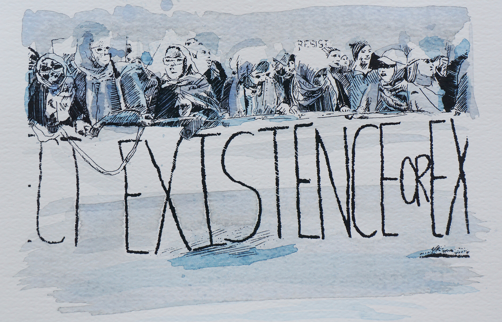 Ape_Bleakney_March Mixed Media - 'Existence (2)', 6.5''x9.5'', Screen Print + Watercolor, 2018 copy.jpg