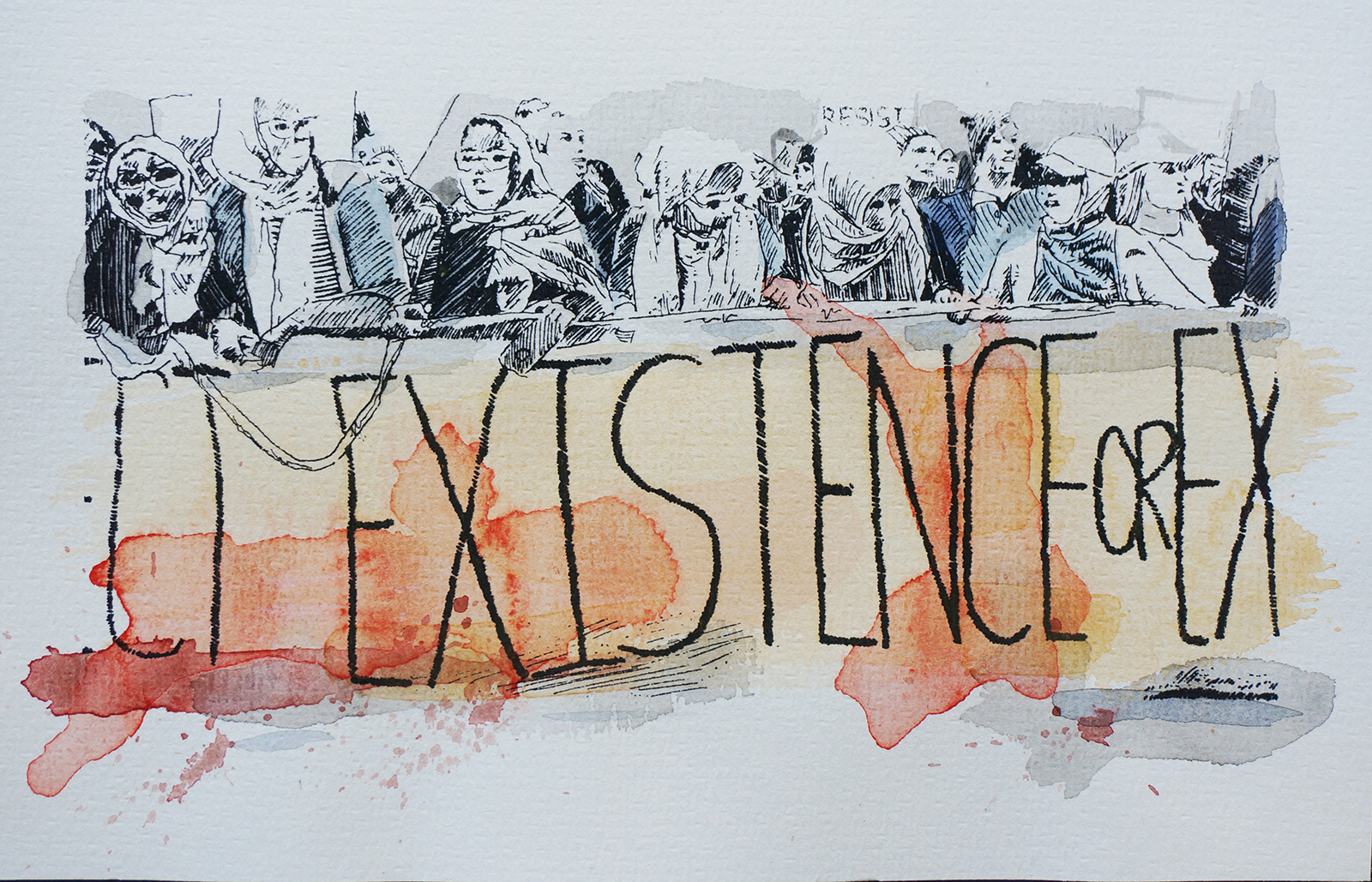 Ape_Bleakney_March Mixed Media - 'Existence (3)', 6.5''x9.5'', Screen Print + Watercolor, 2018 copy.jpg