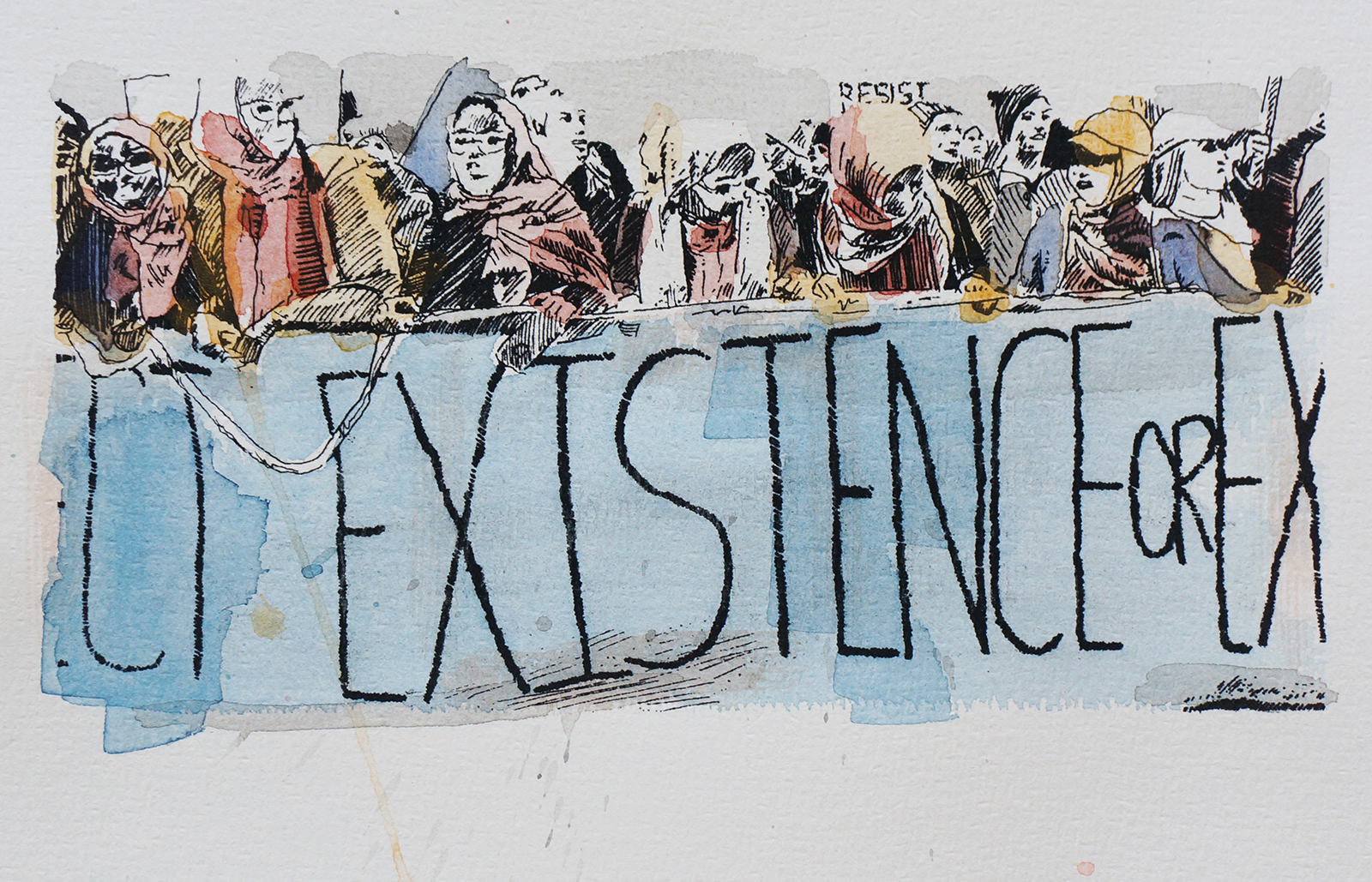 Ape_Bleakney_March Mixed Media - 'Existence (4)', 6.5''x9.5'', Screen Print + Watercolor, 2018 copy.jpg
