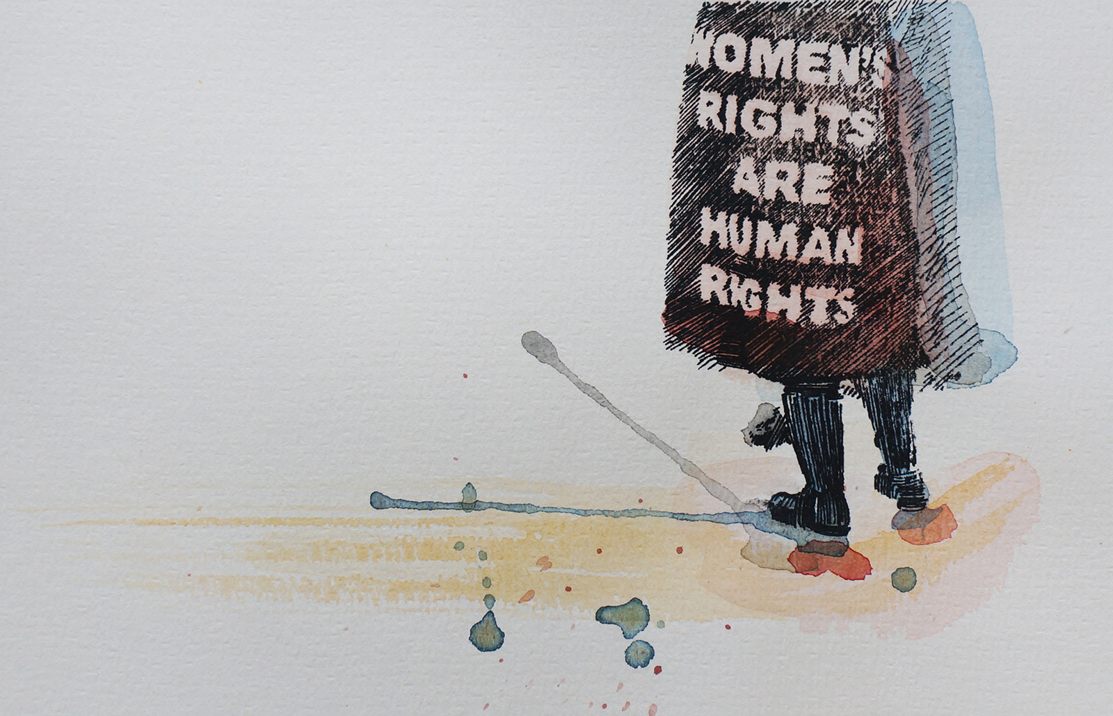 Ape_Bleakney_March Mixed Media - 'Women's Rights (4)', 6.5''x9.5'', Screen Print + Watercolor, 2018.jpg