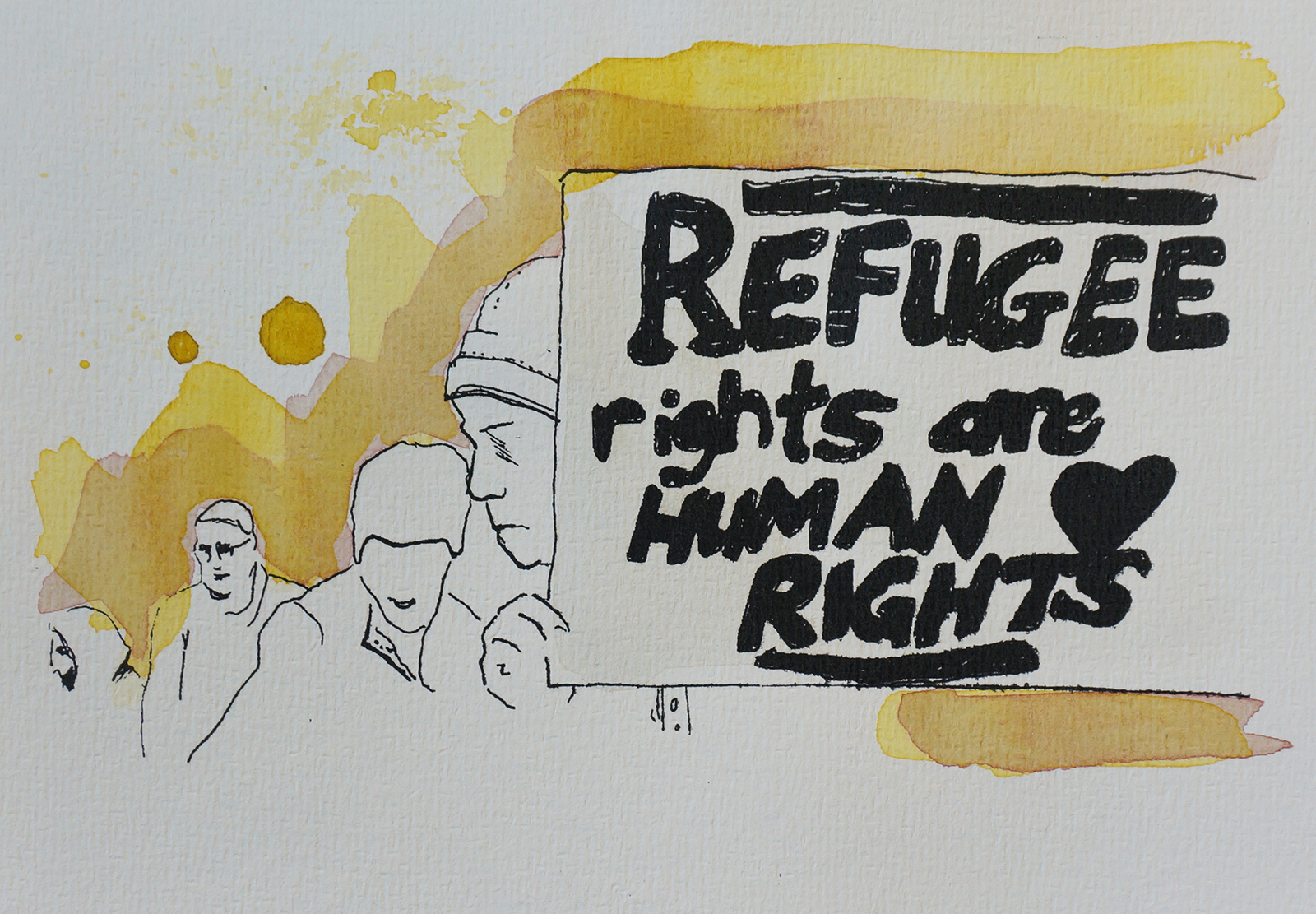 Ape_Bleakney_March Mixed Media - 'Refugee Rights (6)', 6.5''x9.5'', Screen Print + Watercolor, 2018 copy.jpg