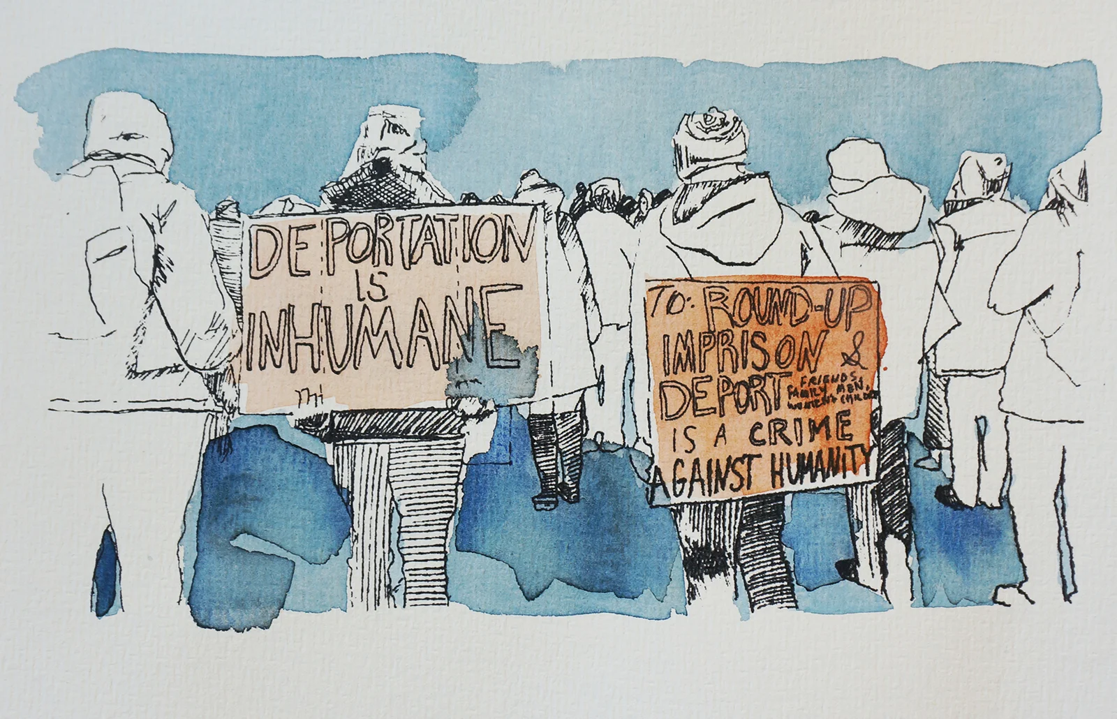 Ape_Bleakney_March Mixed Media - 'Inhumane (8)', 6.5''x9.5'', Screen Print + Watercolor, 2018 copy.jpg